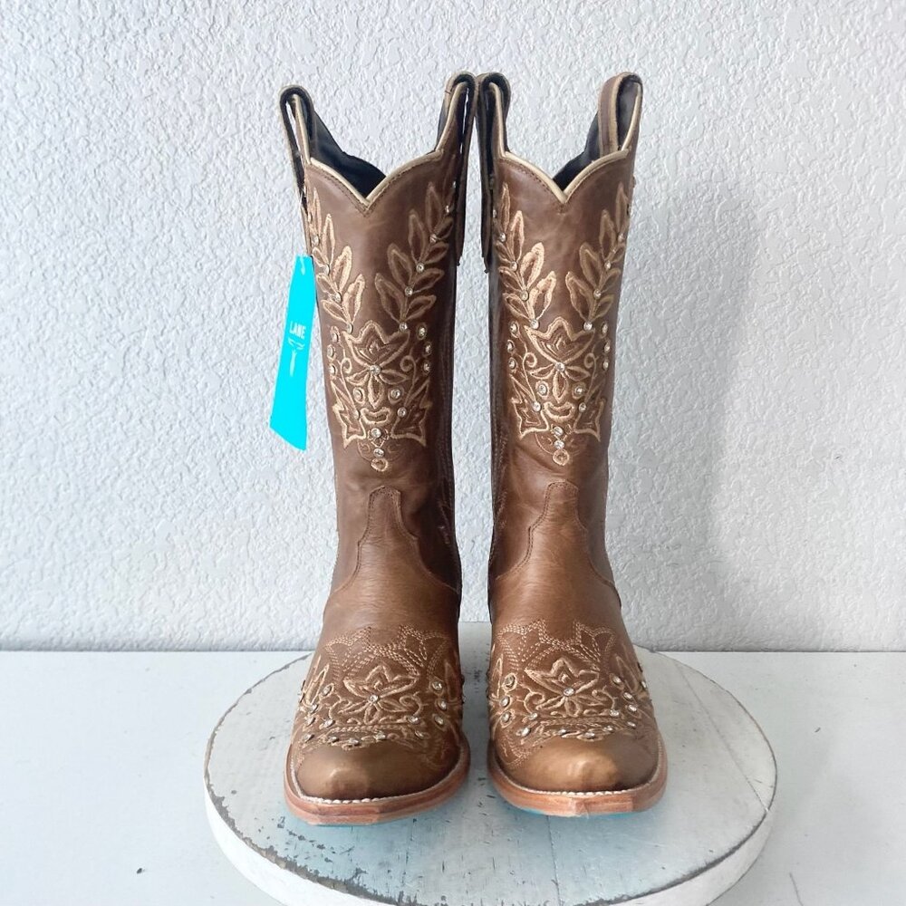 Lane DESTINY Womens Cowboy Boots 8.5 Brown Western Cowgirl Bridal Mid Calf Tall - Picture 5 of 11